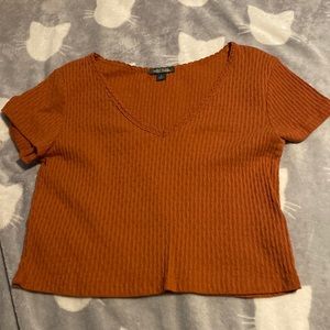 Wild Fable Burnt Orange Cropped V-Neck
